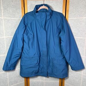 VTG L.L.Bean Insulated Parka Jacket Womens Large Petite Blue Quilted Lining READ